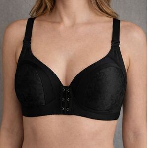 Manlixian Black Front Closure Bra 36/80 Underwire Floral Mesh NWT